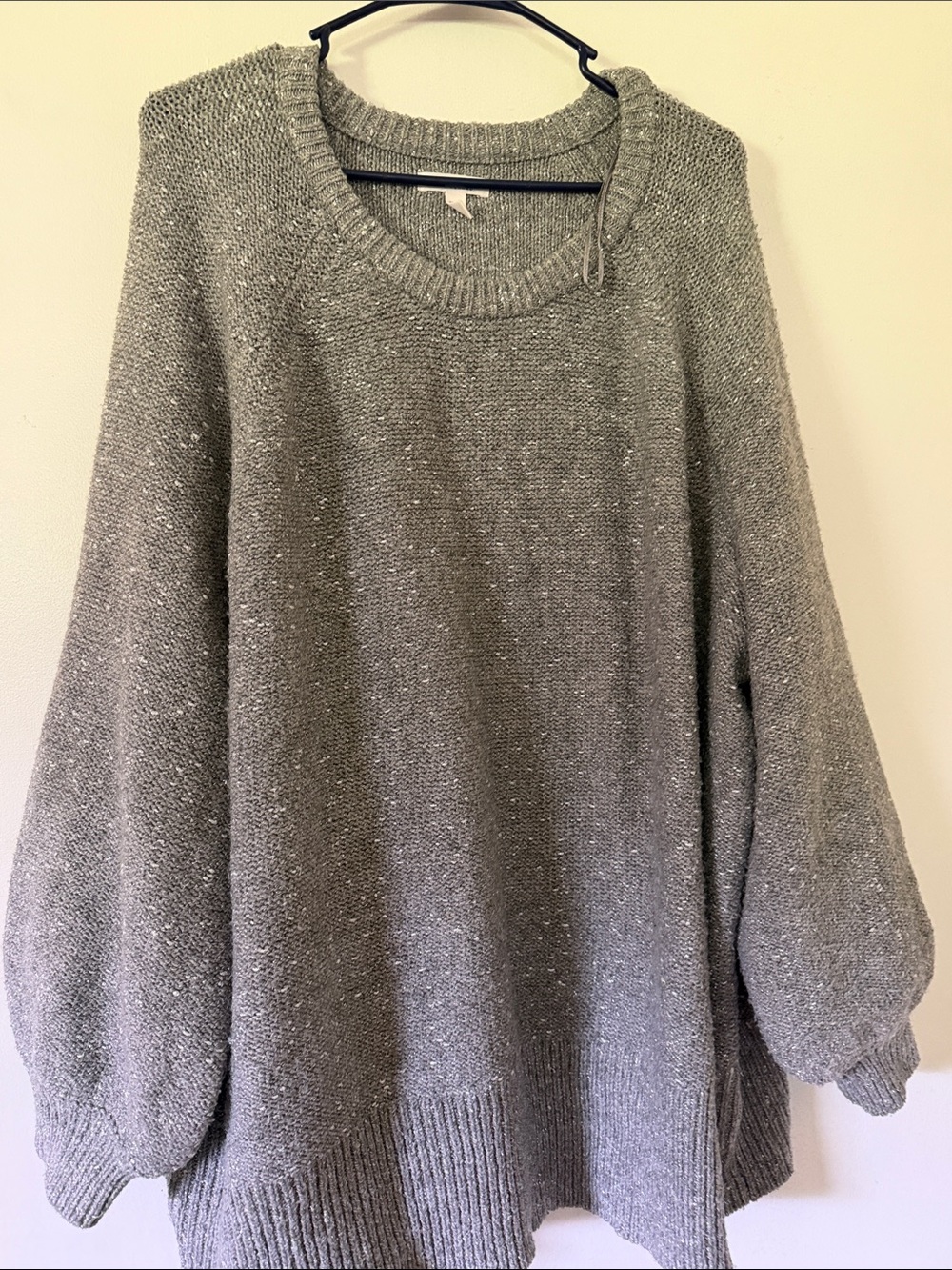 LC Lauren Conrad Heather Gray Speckled Scoop-Crew Neck Sweater